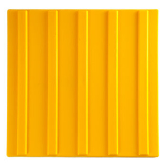 Тактильная плитка ПВХ 300Х300 мм доступная среда Прямой Риф Направление движения желтая для инвалидов