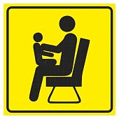 Табличка пиктограмма "Для пожилых людей и родителей с детьми" ПВХ 100*100мм